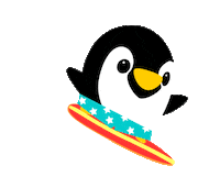 Surfing Penguin Sticker by Penginandfriends