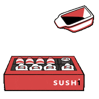 sush1tododia sushi soy sauce shoyu sushi box Sticker