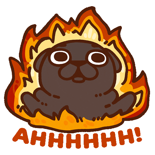 Fire Burn Sticker by Puglie Pug