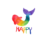 Kamiraii happy rainbow blue red Sticker