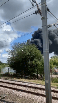 Thick Smoke Pours From Huge Tire Fire in England