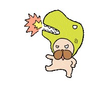 amuimonmon angry dinosaur かわいい pug Sticker