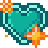 sunbunnie pixel art 8bit sparkle heart teal heart Sticker