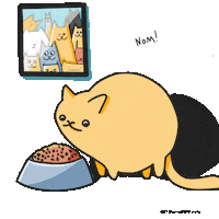 Funny Cat Nom Sticker by alwinjolliffe.com