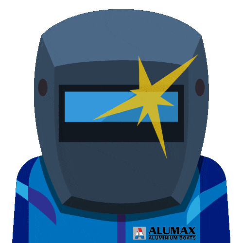 AlumaxBoats work blue sparkle working Sticker
