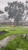 Person Flies Kite as Hurricane Ida Lashes New Orleans