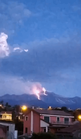 Lava From Mount Etna Glows in Early Morning Hours