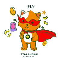 Cat Fly Sticker by Starbucks SG