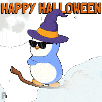 Flying Trick Or Treat Sticker by Pudgy Penguins