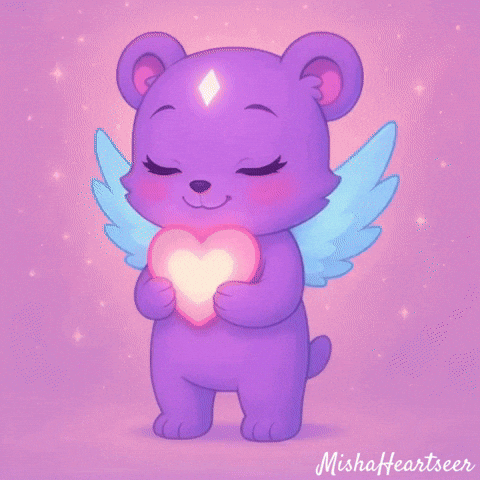 MishaHeartseer heart cartoon bear character GIF