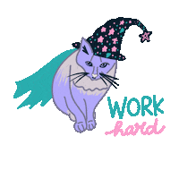 Cat Work Hard Sticker