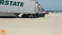 Semi Truck Gets Stuck on the Beach in the Outer Banks