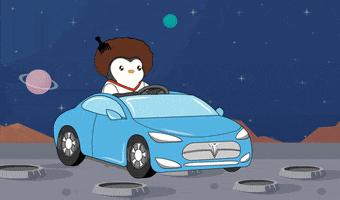 Driving Elon Musk GIF by Pudgy Penguins