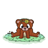 Bear Cub Flower Sticker