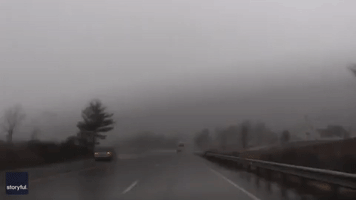 Gusting Rain Lashes Motorists During Tornado-Producing Storm in Vermont