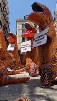 Animal-Rights Demonstrators Protest Spain’s San Fermin Bull-Run Festival