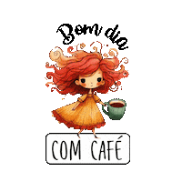 aduanstudio kawaii cafe bomdia redhair Sticker
