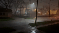 Rain Pelts Indiana Street Amid Thunderstorm Warning