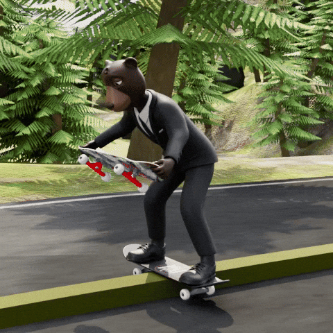 okay-bears skateboard fabulous hair flip fierce GIF
