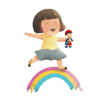 olgacaca happy rainbow pinkhair reika Sticker