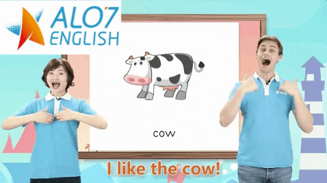 cow alo7 english GIF by ALO7.com