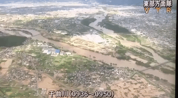 Chikuma River Floods Wide Area After Typhoon Hagibis Rain
