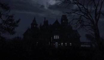 spooky house lightning GIF