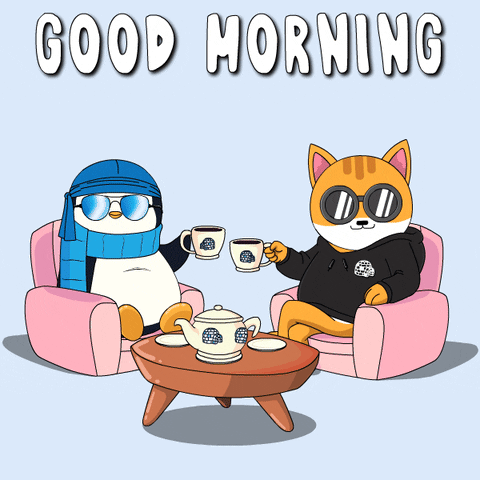 Good Morning Cat GIF by Pudgy Penguins
