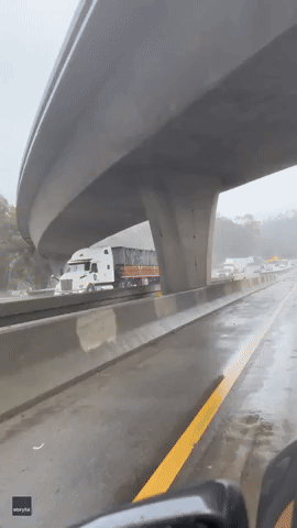Semi-Truck Slides Off Road as Extreme Rain Hits San Diego