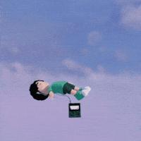 TrencherArt music vibing headphones levitate GIF