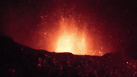 Lava Shoots Skyward From La Palma Volcano