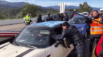Catalan Independence Demonstrators Block Motorway at France-Spain Border