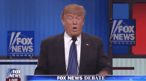 Political gif. On a Fox News debate stage, Donald Trump says with arrogance, “I guarantee you there is no problem. I guarantee it.”