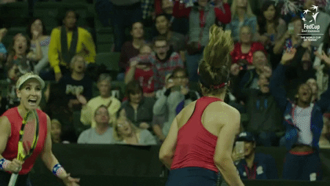 Celebration Jumping GIF by Fed Cup by BNP Paribas
