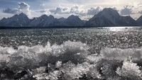 Melting Ice Creates Sparkling Waves on Jackson Lake, Wyoming