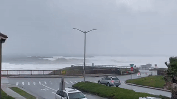 Huge Waves in Santa Cruz as Storm Sweeps California Coast