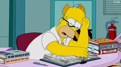 cook the books em inglês, homer simpson reading, worried.