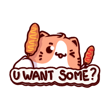 budjifriends cats toto corn dogs you want some Sticker