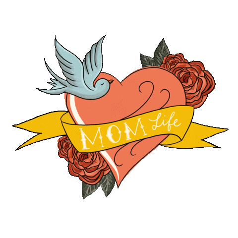 joymarkstudio tattoo roses mom life bluebird Sticker