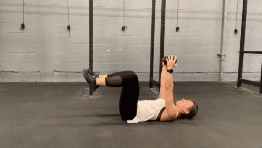 BamBamDoubleBB giphyupload dead bug with dumbbell GIF