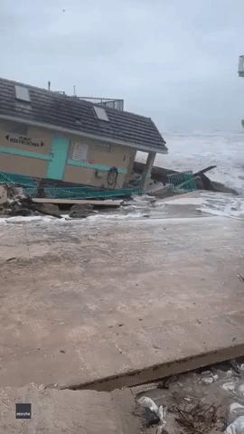 Building Collapses at Daytona Beach as Hurricane Nicole Approaches