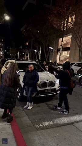 Passersby Pose With Bedazzled BMW on Rodeo Drive