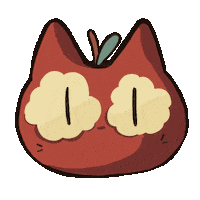 okatelin art cat illustration apple Sticker