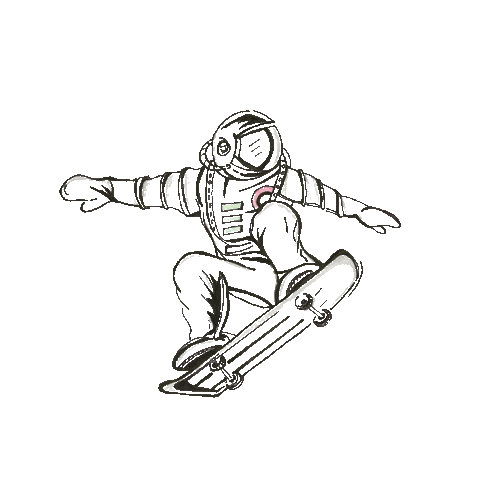 wwexelerate giphyupload skater vienna spaceman Sticker