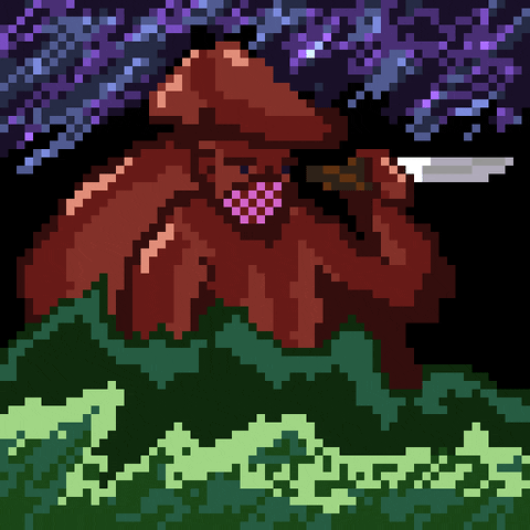 JamJamART giphyupload hunter shiny knife GIF