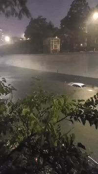 Vehicles Seen Submerged on Queens Highway During Deadly Flash Floods in New York