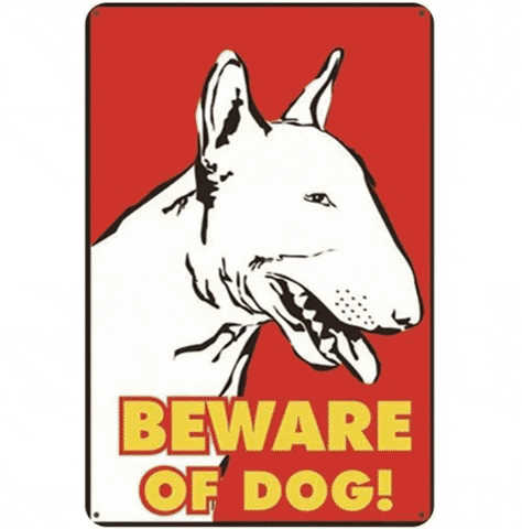 iLoveMyPet giphygifmaker beware of dog beware of the dog dog sign GIF