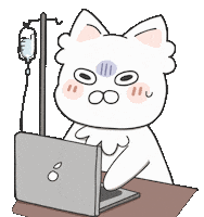 yukisfriends cat tired working laptop Sticker