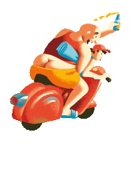 bolimepipi summer travel orange motorcycle Sticker