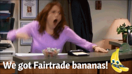 Equifruit giphyupload bananas fairtrade erin the office GIF